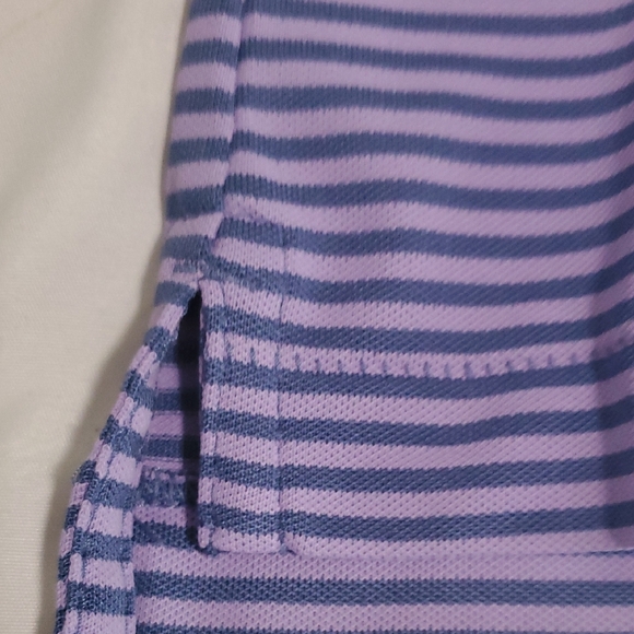 Peter Millar Crown Crafted Classic Purple Striped Polo Shirt Size L - Picture 4 of 14